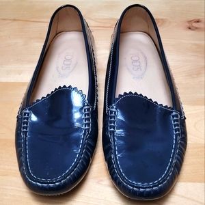 TOD'S | Navy Patent Leather Driving Moccasins, Sz 10